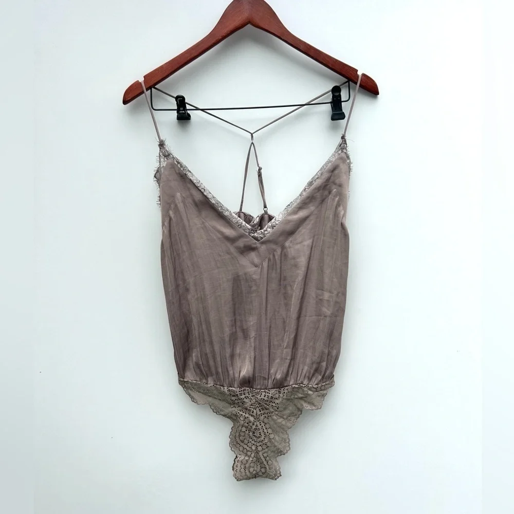 Free People Intimately HBD Lace Satin Bodysuit
